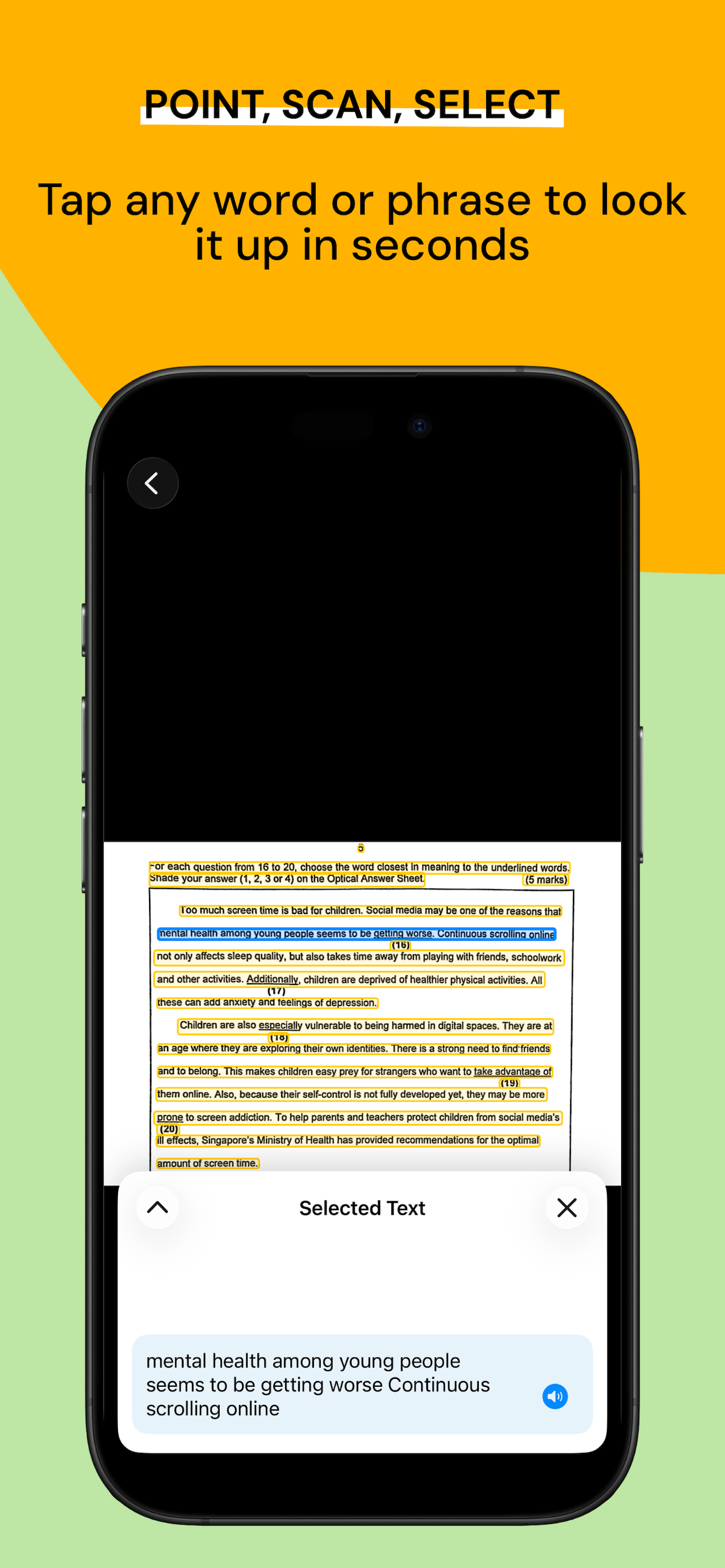 Scan and Select Phrases